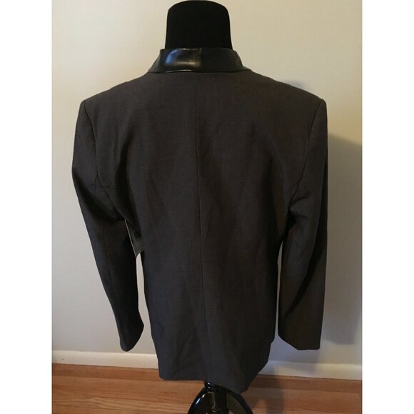 T Tahari "Charcoal" Gray Blazer with Black Faux Leather Trim, Size 6, NWT! - Picture 4 of 6
